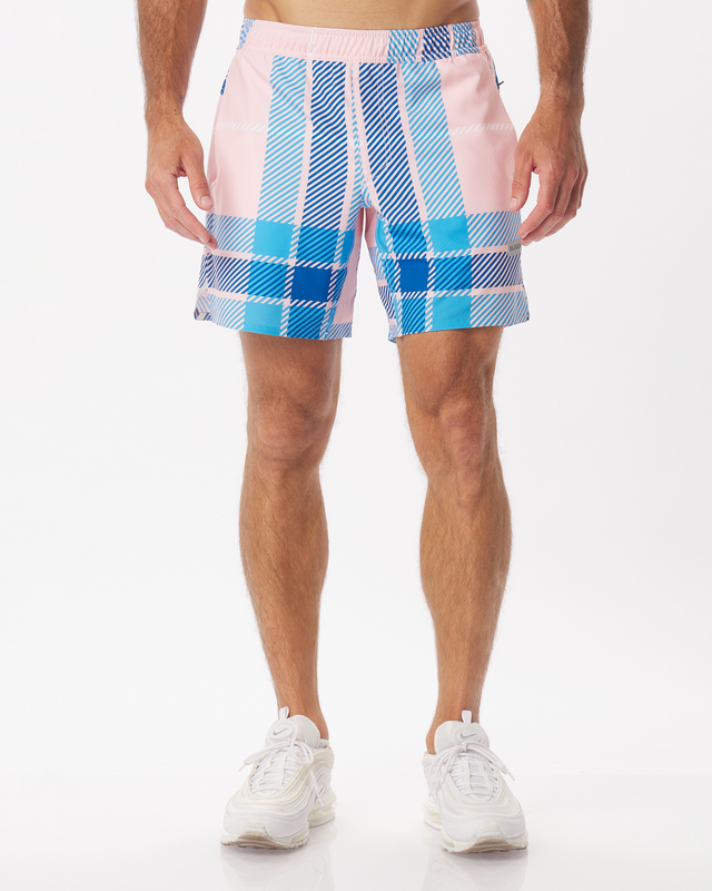 Relay Short Pale Pink Oversized Plaid